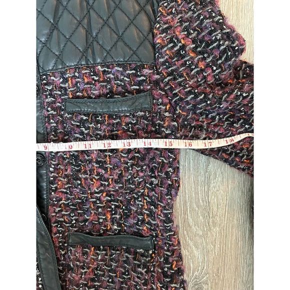 Zara GUC Tweed Quilted Leather Details Jacket Blazer Chanel Style Size M - Picture 4 of 6